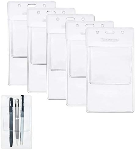 Amazon 胸ポケット用ペンケース 5枚入り Wisdompro ポケットプロテクター ガード ワイシャツ 白衣 インク漏れ 汚れ防止 透明 ペンケース 文房具 オフィス用品