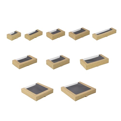 PacknWood Kraft Sushi Box with Window | Brown Disposable Bakery Takeout Container Box with Clear Window | Sushi Box for Wedding and Birthday Parties - 12oz L: 4.7in x W: 2.8in x H: 1.6in - 400 Pcs by PacknWood - Image 2