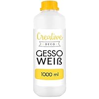 Creative Deco Professionell Weiße Gesso | 1L | Acryl-Farben oder Perfekte Grundierung für Malerei | Ideal Primer für Öl-Farben, Pouring, Decoupage, Finnabair, Malfarbe | Grundfarbe-n