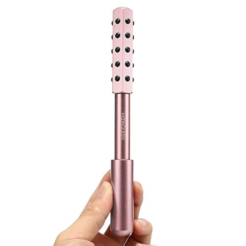MoonQueen Radiance Roller | Germanium Stone Uplifting Face Eye Body Massager | Beauty Roller Tool for Skin Tightening Firming, De-Puffing, Anti-Aging and Tension Relief | Rose Gold