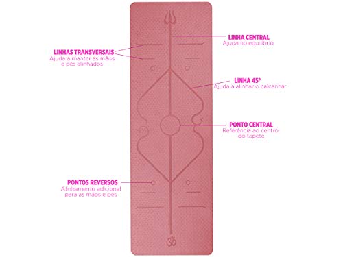 Tapete Yoga TPE 6mm Linhas Corporais Rosa