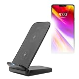 BoxWave Charger Compatible with LG G7 ThinQ - Wireless QuickCharge Stand (15W), Desktop Viewing Qi Wireless Charging - Jet Black