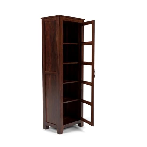 Image of Sheesham Wood Crockery Cabinet | Kitchen Cabinet | Display Rack | Bookshelf | Wooden Storage Unit | Wardrobes | Walnut