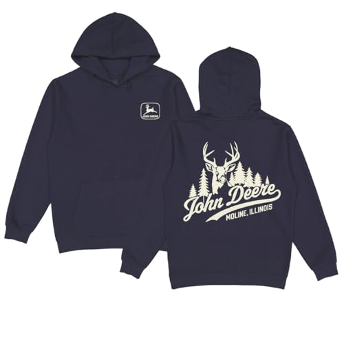 Sweat John Deere bleu marine à capuche pour vos sorties en plein air