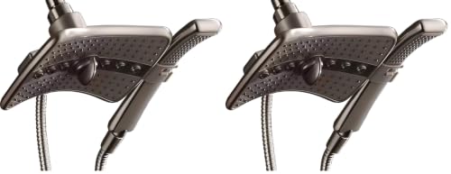 Image of BRIGHT SHOWERS High Pressure Shower Head Combo with Two Spray Setting Fixed Shower Head and Two Spray Settings Handheld Shower Head with Grey Face, Brushed Nickel (Pack of 2)