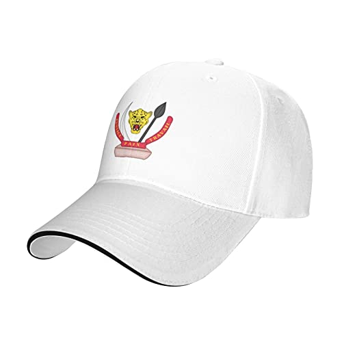 LOUJIN Armoiries réglables de la République Démocratique du Congo Casquette de baseball pour hommes et femmes Chapeau décontracté de canard Langue Chapeau de sport Blanc, blanc, taille unique