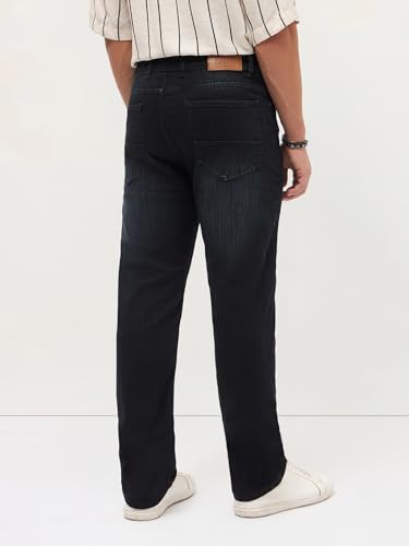Image of Urbano Fashion Men's Straight Fit Washed Denim Jeans Stretchable