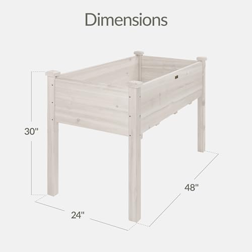 Image of Best Choice Products 48x24x30in Raised Garden Bed, Elevated Wood Planter Box Stand for Backyard, Patio, Balcony w /Bed Liner, 200lb Capacity - White