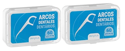 Arcos Dentales con Hilo Dental 120 Unidades (2 Cajas x 60 ud) | Seda Dental con Mango Ergonómico y Punta de Mondadientes | Limpieza Interdental Profunda | Incluye Funda Portátil de Viaje