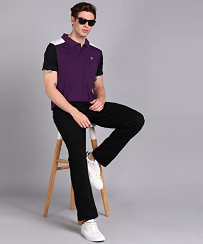 Image of Urbano Fashion Men's Colour-Block Slim Fit Half Sleeve Cotton Polo T-Shirt