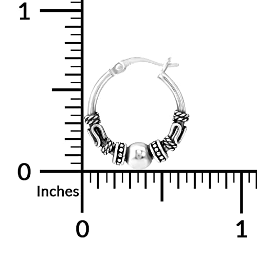 Pendientes de aro Bali de plata de ley 925 con acabado oxidado premium 4