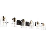 SOLFART Vintage Wall Bathroom Vanity Light Black Metal with Clear Glass Bronze Fixtures Wall Mount...