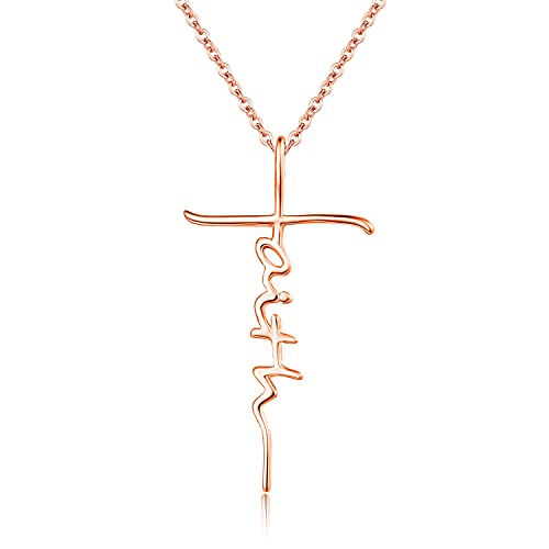 PRAYMOS Faith Cross Necklace for Women 925 Sterling Silver Pendan...