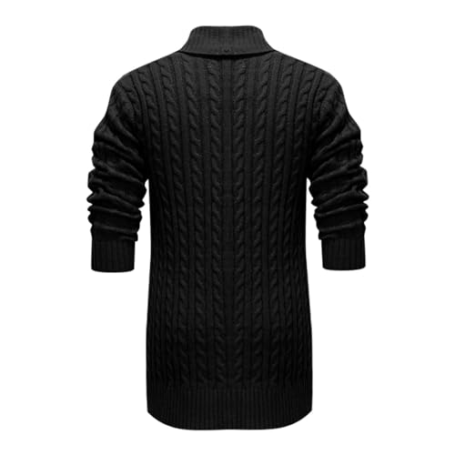 Mens Casual Twist Knit Cardigan Sweater Long Sleeve Shawl Collar Sweater Button Up Slim Fit Cable Knit Cardigan M-3XL4