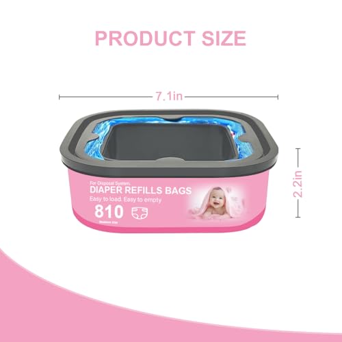 Image of Jumbo Square Refills Disposal Bags Refill Compatible with Genie Diaper Compact, Select Pails(Not Fit Classic Version Pails), Hold Up to 810 Newborn-Sized Diapers Per Refill, 4 Pack