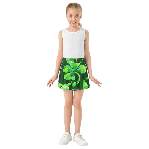 St Patricks Green Clovers Green Tennis Skirts for Kids Cartoon Athletic Shorts for Girls Skorts Little Girl 4t3