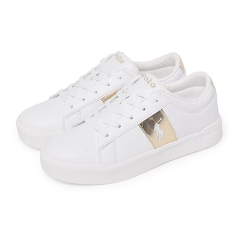 [POLO RALPH LAUREN] [ポロ ラルフローレン] FRAZIER RL01267410 RL01267110 RL02445101 RL02445655 RL01267100 スニーカー 6(25cm) 03.ホワイト×ゴールド [並行輸入品]のサムネイル