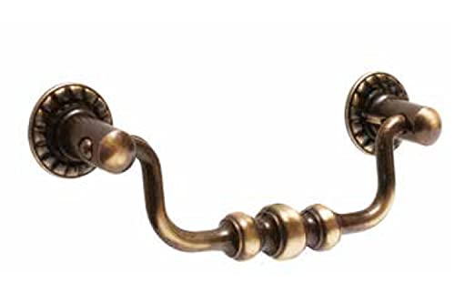 Universal Hardware Vintage Brass Drawer Handle Solid Cabinet Drop Swan Neck Handles Old Brass 400A, Vintrage Brass