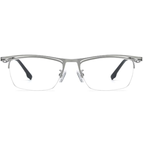 Image of FONEX Colorful Pure Titanium Glasses Frame Men Semi Rimless Square Eyeglasses Eyewear