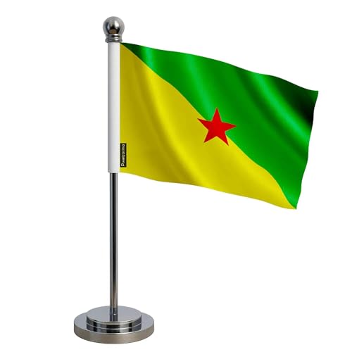 Drapeau bureau Guyane miniature 14x21cm pavillon de table polyester