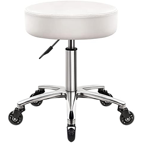 Taburete Giratorio hidráulico WKWKER con Ruedas Taburete Giratorio Ajustable ergonómico de Cuero Grueso Cover