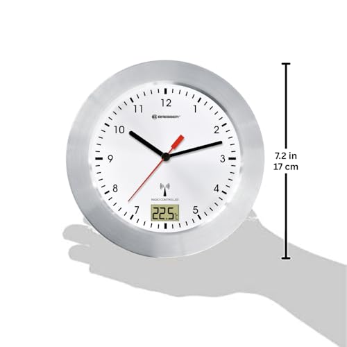 Bresser Optics Mytime Bath Rc Quartz Wall Clock Cerchio Argento, Bianco - 3