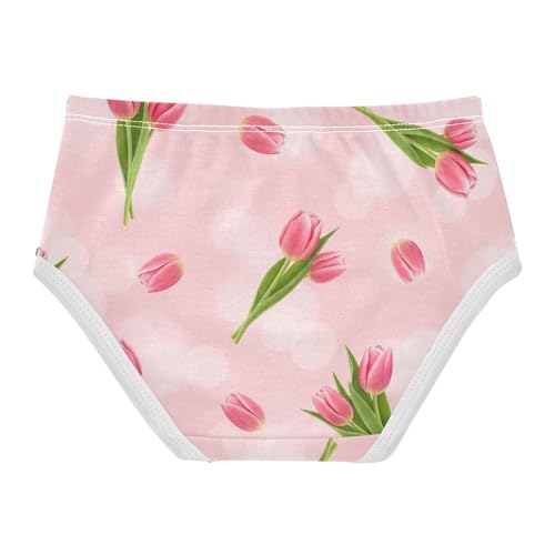 Girls Underwear Toddler 2t Cotton Panties for Girl Cartoon Briefs Kids Undies Pink Tulips Green Pastel Floral2