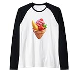 Plastic Imagination Ensalada de frutas helado de mousse de frambuesa Camiseta Manga Raglan