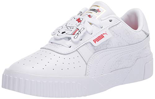 PUMA Girls Sneaker, White Black-Pantone 185C,10.5 M US