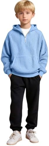 Toddler Zip Up Hoodie Long Sleeve Kids Sweatshirts Fall Casual Teen Boys Jacket with Pockets Light Blue, 14-15 Years — view 3