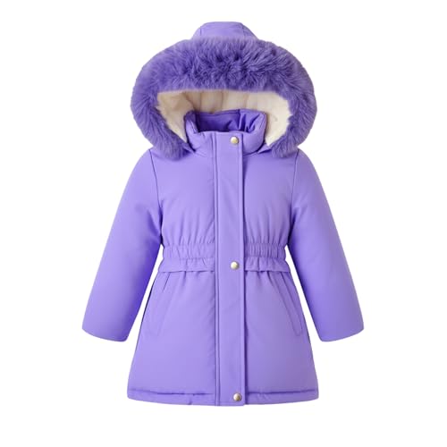 5-12 Years Girls Winter Coat Long Puffer Jacket Outwear Warm Quilted Coats Parka Kids Removable Hood Fleece Inner