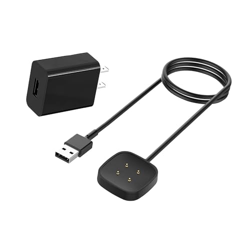 Versa 4 Charger Versa 3 Charging Cable Wall Plug Charger Compatible with Fitbit Versa 4 /Versa 3 / Sense 2/ Sense Smart Watch Charging Cord