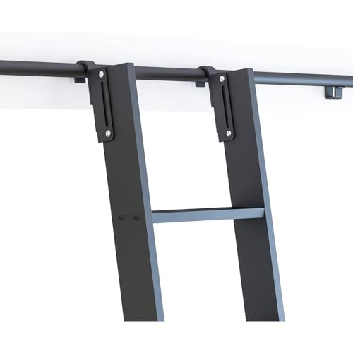 Kit de herrajes para escalera rodante en acero negro con carril de 400cm 2