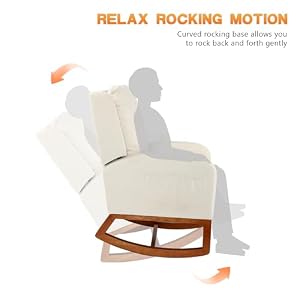 DAGONHIL Glider Chair Nursery Rocking Chair High Back Armchair with Side Pocket Upholstered Accent Chair with Rubber Wood Legs and Pillow Flannel Chair for Living RoomBedroomNursery Beige