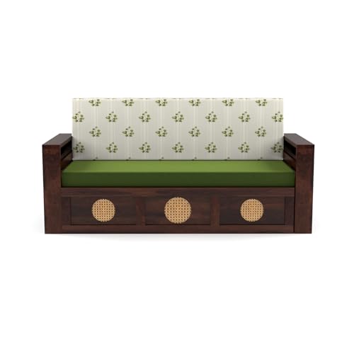 Image of Mamta Furniture Sofa Cum Bed (Walnut Finish, 3 Seater - CaneCircle)