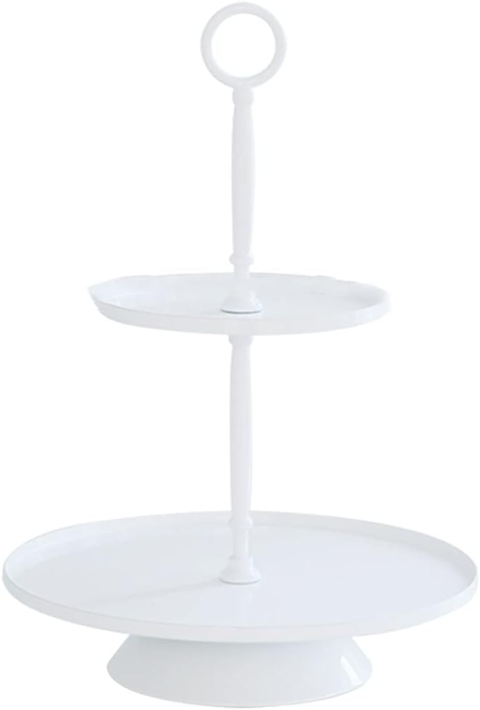 Cake Stand 2-Tier Cupcake Stand White Wrought Iron Cake Display Stand Detachable Dessert Stand with Handle Wedding Party Pastry Stand Cake Holder