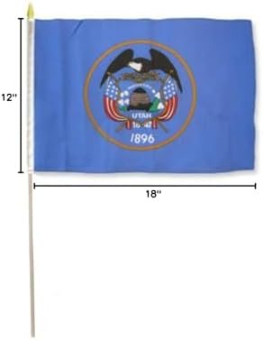 AES 12x18 12"x18" State of Utah Stick Flag 30" Wooden Staff image 4