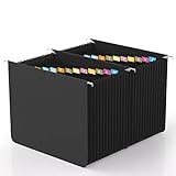 28 Pockets Hanging File Folders Letter Size, Plastic File Folders for Filing Cabinet, Expanding File