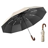 ☂【Ouverture et Fermeture Automatique】 Équipé d’une poignée en bois au grain naturel et à la finition élégante. La conception à bouton simple permet une ouverture et une fermeture rapides et sans effort, même d’une seule main. Passez rapidement d’un mode à l’autre lors d’une pluie soudaine ou en entrant dans une voiture ou un bâtiment, pour un déplacement pratique et efficace.
