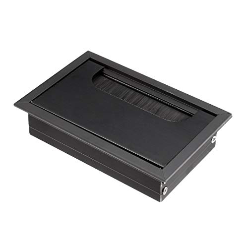 uxcell Cable Hole Cover, 108mm x 69mm Aluminum Alloy Desk Grommet for Wire Organizer Black