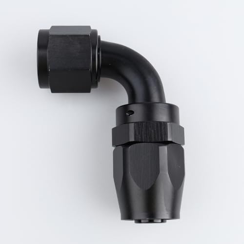 AC PERFORMANCE - AC PERFORMANCE 90 Degree Aluminum -10AN Swivel Hose End Fitting, Black