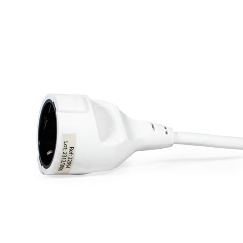 Verlängerungskabel, Weiß, 1 m, 3 x 1,5 mm², 10/16 A bis 3680 W, mit Verschluss und Kinderschutz, Flexibles und Robustes Kabel