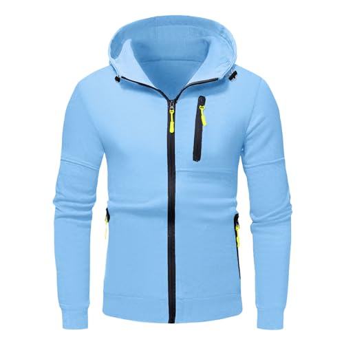 Pull à capuche pour homme avec fermeture éclair coupe-vent hivernal contre les baisses de température