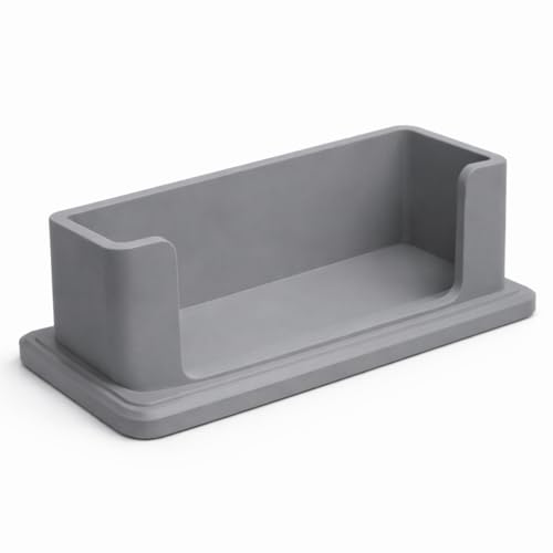 Image of Modern Minimalist Visiting Card Holder for Desk - Premium Plastic Business Card Stand, Office Table Card Organizer for Professionals, Reception, Home Office (Grey)