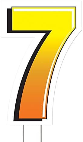 Beistle Plastic Number "7" Yard Sign With Metal Stakes - Happy Birthday Party Outdoor Lawn Decoration