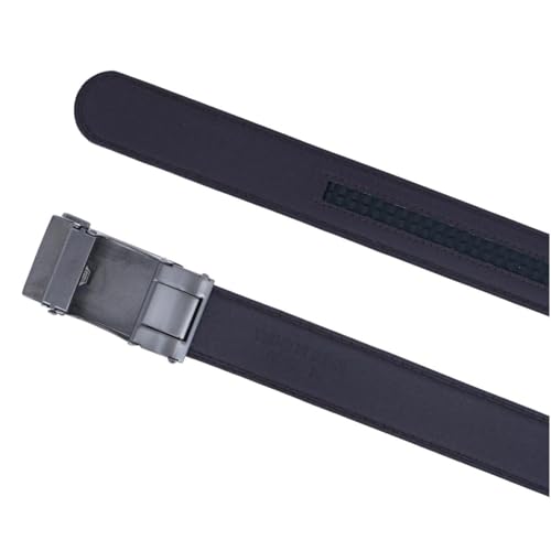 CTM Men's Sleek Leather Adjustable Ratchet Belt3