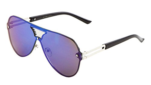 Rimless Oversized One Piece Shield Aviator Sunglasses