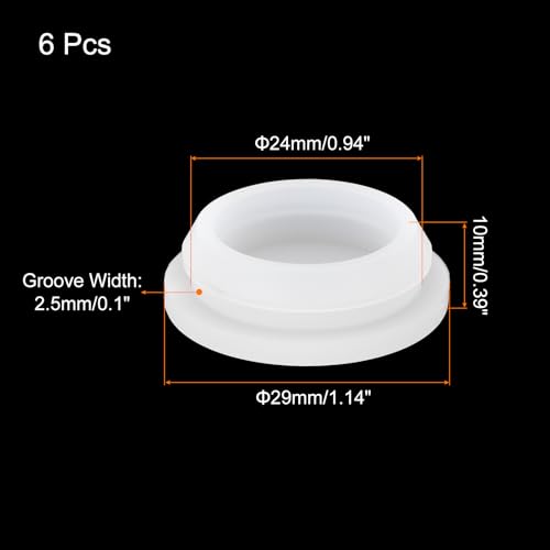 Image of MECCANIXITY 6pcs Silicone Snap in Locking Hole Plugs,24mm /0.9 Inch Mounting Diameter Narrow Groove Width 2.5mm Panel Seal Cover Round for Kitchen Bulkheads Waterproof Sealing Plugs Clear