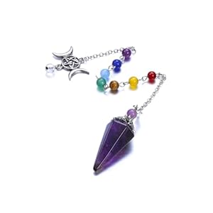 CrystalTears Amethyst Healing Crystals Pendulum Natural Crystal Stone Point Pendulums for Dowsing Meditation Divination Tools Spiritual Crystal Gifts for Witchcraft Crystal Grid Positive Energy