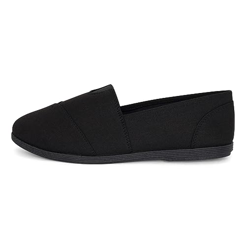 STYLISH S Comet ~ Women's Linen Seam Front Slip-On Flats Memory Foam Gel Insole (All Black Linen, 9)2